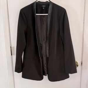 Torrid Size 2 black lined blazer with faux leather lapels